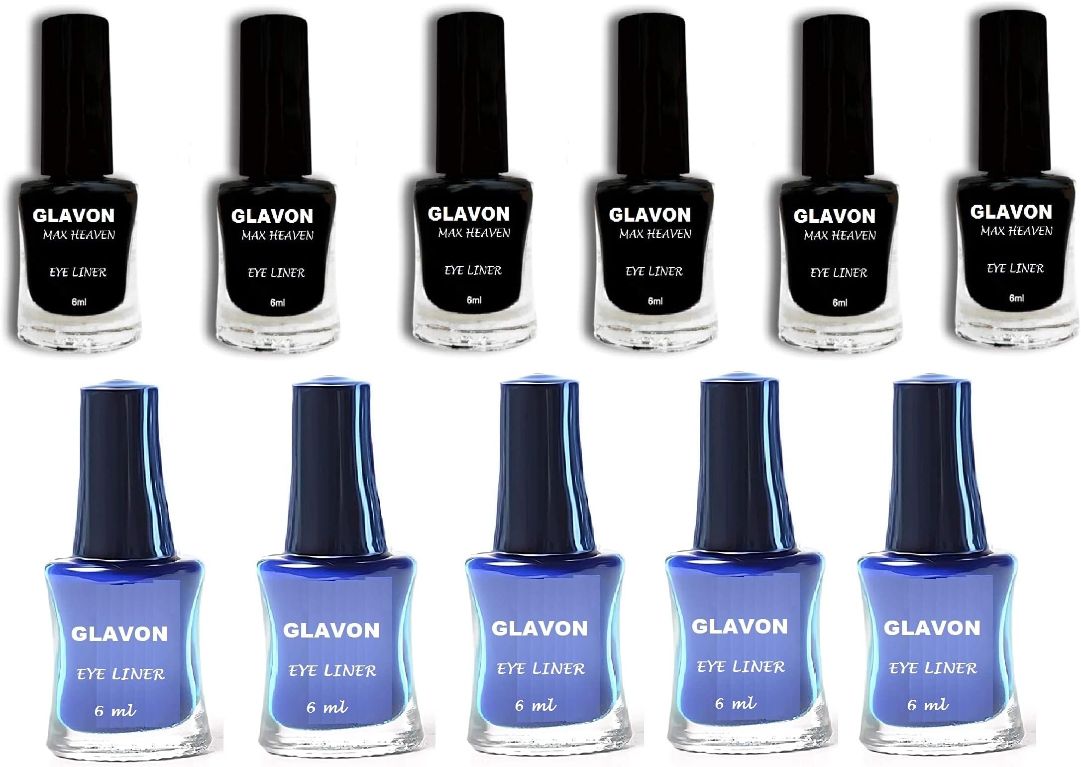 BALANI Max Heaven Eye Makeup Combo Set with [ 5 , Eye Liner Blue ] + [ 6 , Eye Liner Black ] with Free ADS Eye Care Clossal Waterproof Kajal Pencil- [ Budget Pack of 12 Items ]