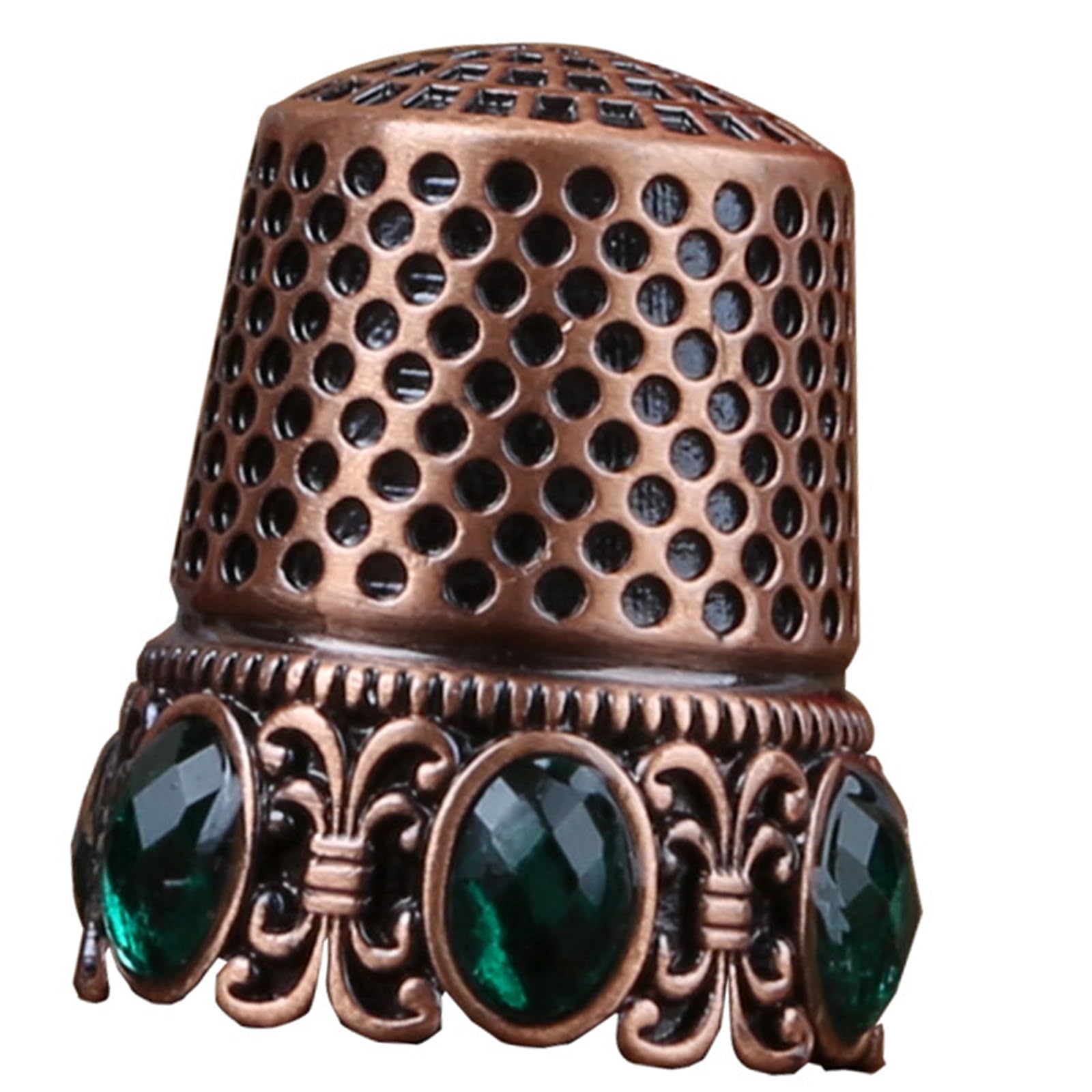 NEWFT Antique Rhinestones Metal Thimble Finger Protectors Finger Tip Guard for Quilting Embroidery Tailoring Needlework Sewing Decorative Metal Thimble for Embroidery