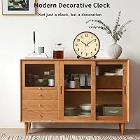 Vista 5 de Maxspace Wooden Table Clock,8in Silent Non-Ticking Desk Clock,Battery Operated Desktop Analog Clock for Living Room Bedroom Kitchen Office Classroom