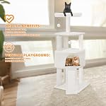 HUITREE 45in Tour de l'arbre de chat avec grand condo pour les chats intérieurs, tour de la cuve avec poste de scratching, planche d'échafaudage et jouets de chat, multi-niveau,petit Space,Béige