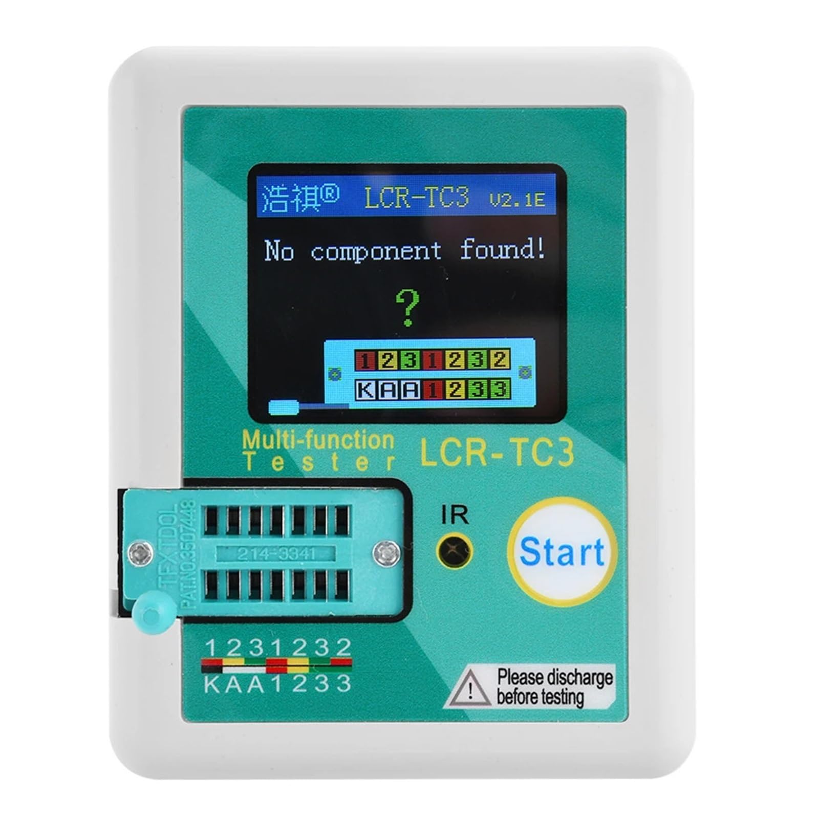 Multimetr cyfrowy, LCR-TC3 Tester tranzystorów TFT LCD Wyświetlacz Multimetr Dioda Trioda Kondensator Rezystor Test Miernik MOSFET NPN PNP Triak MOS Wszechstronne możliwości pomiarowe(LCR-TC3)