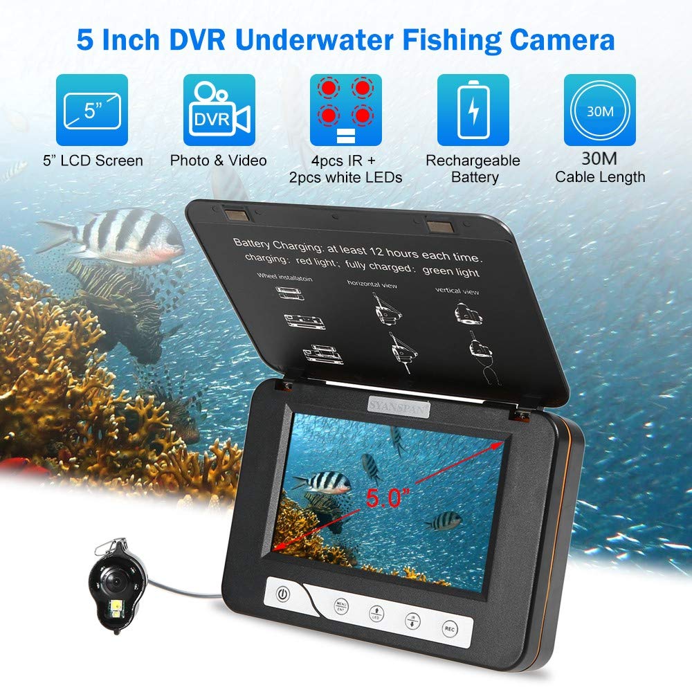 Caméra De Pêche Sous-marine Avec écran 4.3" IPS - Étanche IP68, Câble 50 M, 12 LED Infrarouges - 12