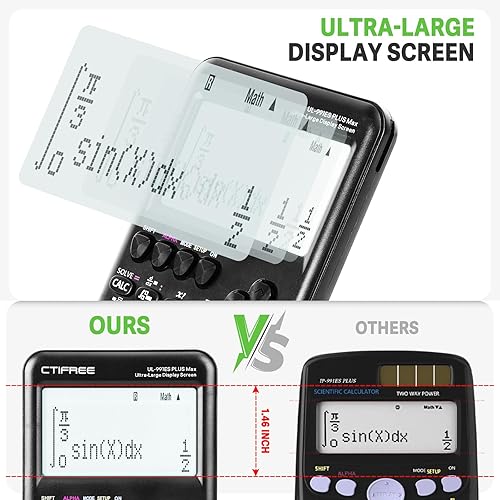 Miniatura 2 de Calculadoras científicas, calculadora de pantalla ultra grande 991ES con función 417, suministros escolares de exhibición de 4 líneas para
