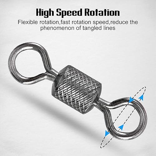 Miniatura 5 de Goture 100 Pcs Embossed Barrel Swivels Fishing,Stainless Steel Barrel Swivels for Fishing,Essential Swivels for Barrel Swivels Fishing,Fishing