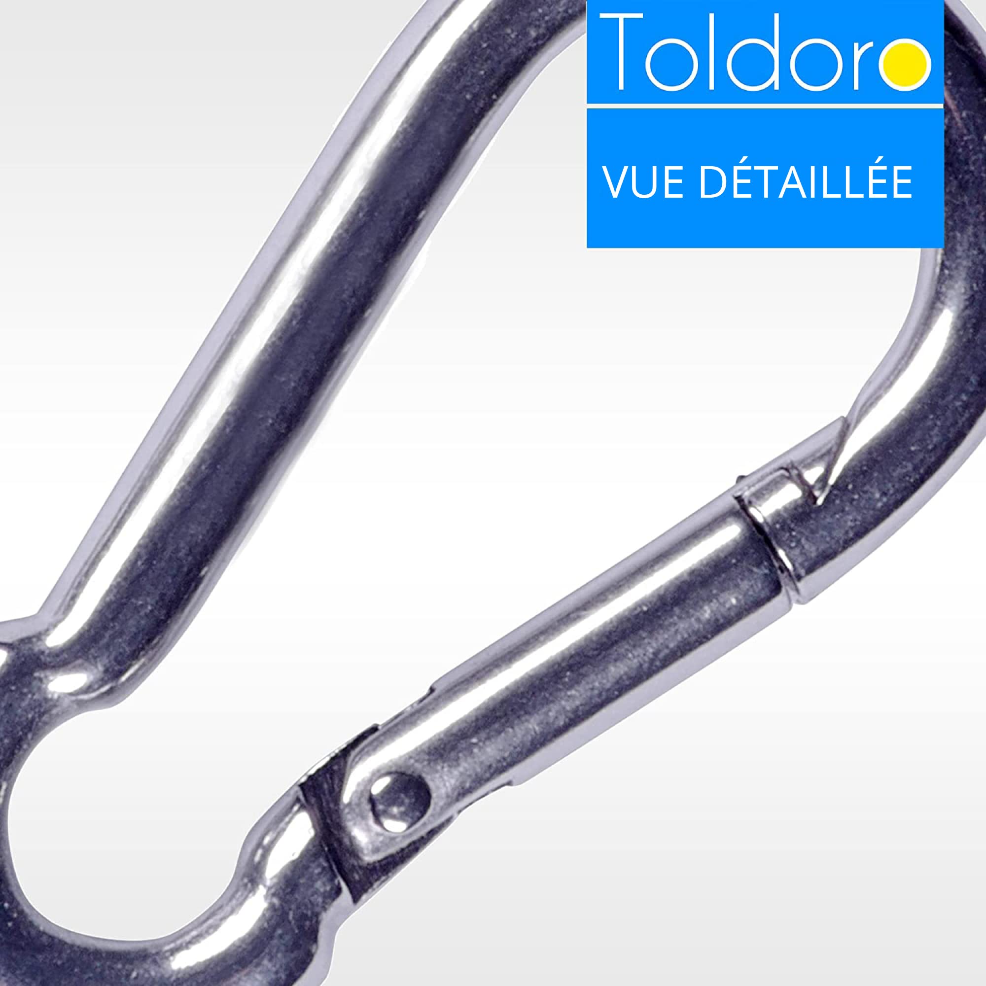 Toldoro 2 Pièces Mousqueton 11x120mm en Acier Inoxydable NIRO AISI 316 V4A - Grande Taille pour Pompier, Sans Cosse