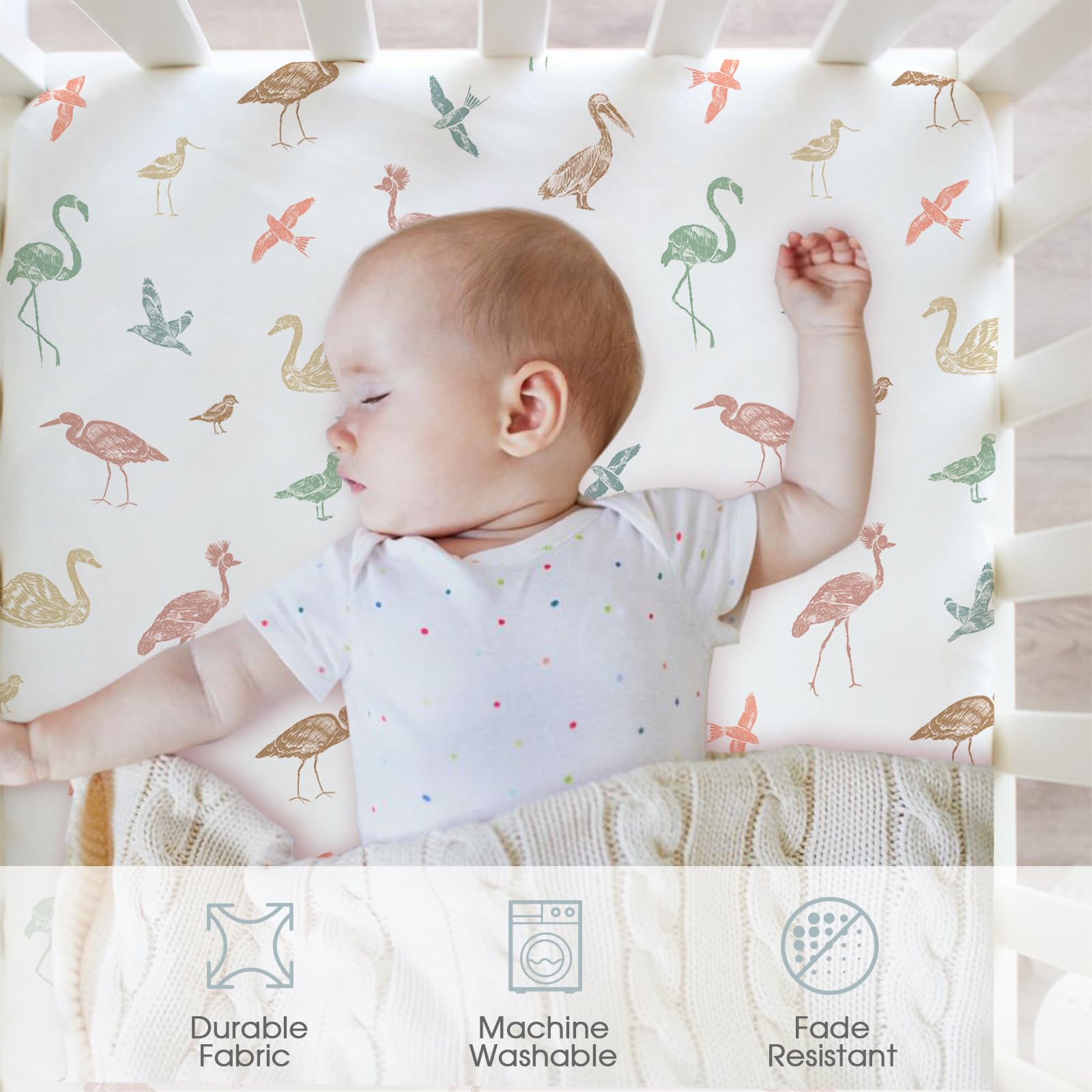 Cot Sheets for Boy Girl Fitted Cot Sheet 4 Pack for 60x120cm Mattresses, Super Soft Breathable Microfiber Baby Sheet - Image 2