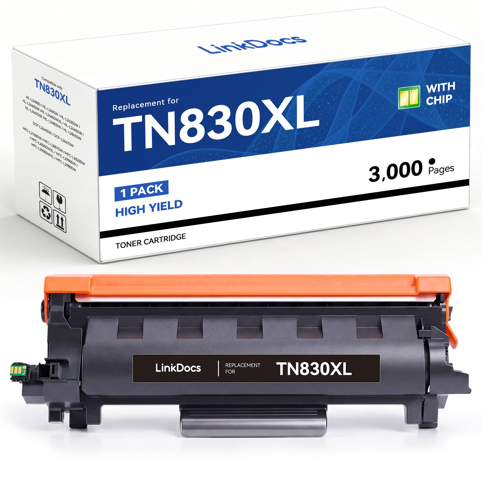 LinkDocs TN830XL Toner Cartridge for Brother Printer HL-L2460DW DCP-L2640DW