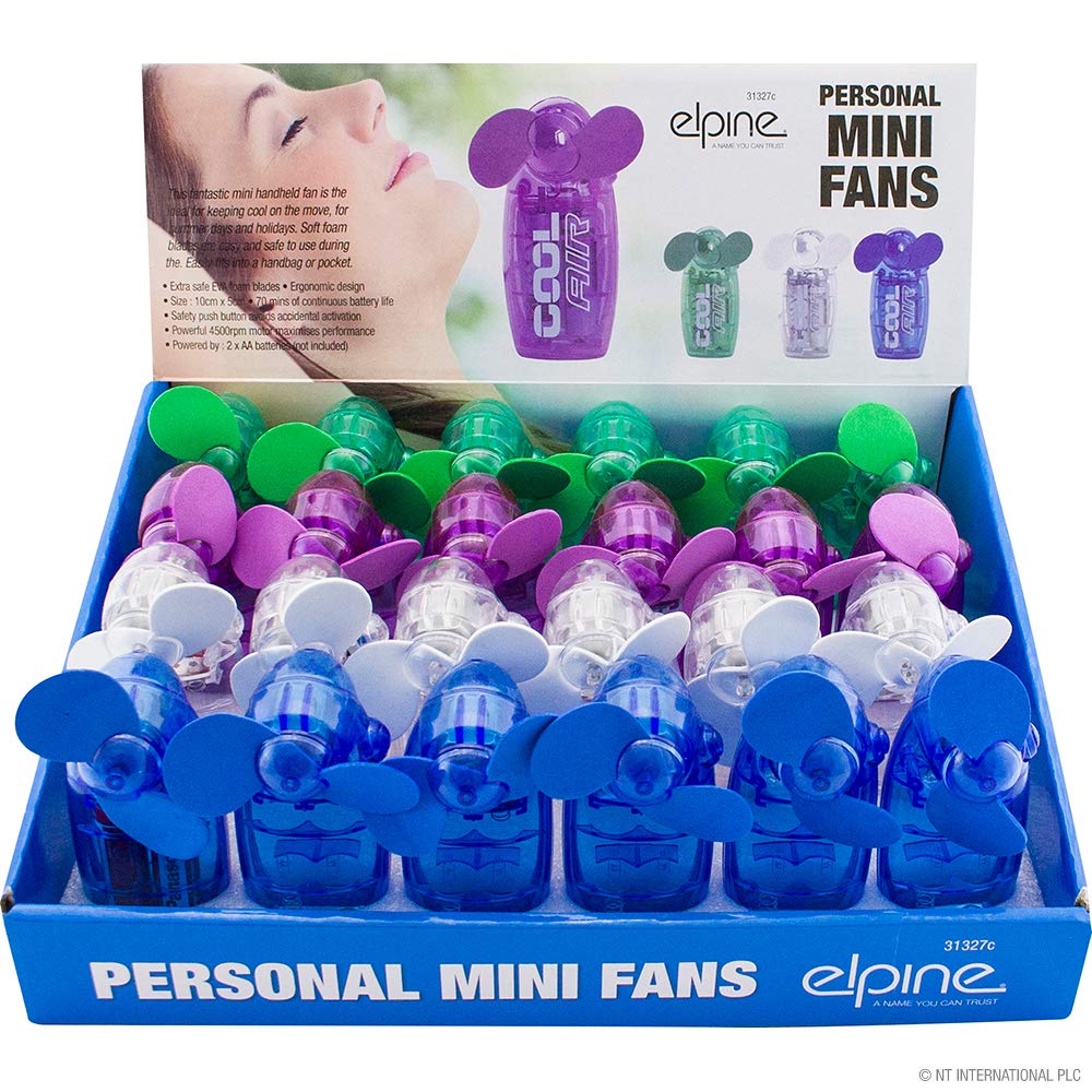 BARGAINS-GALORE 10 x Mini Portable Pocket Fan - Cool Air Hand Held Battery Travel Summer Blower 4 Cooler - Set of 10 | For Home, Office, Outdoor, Travel, Stroll