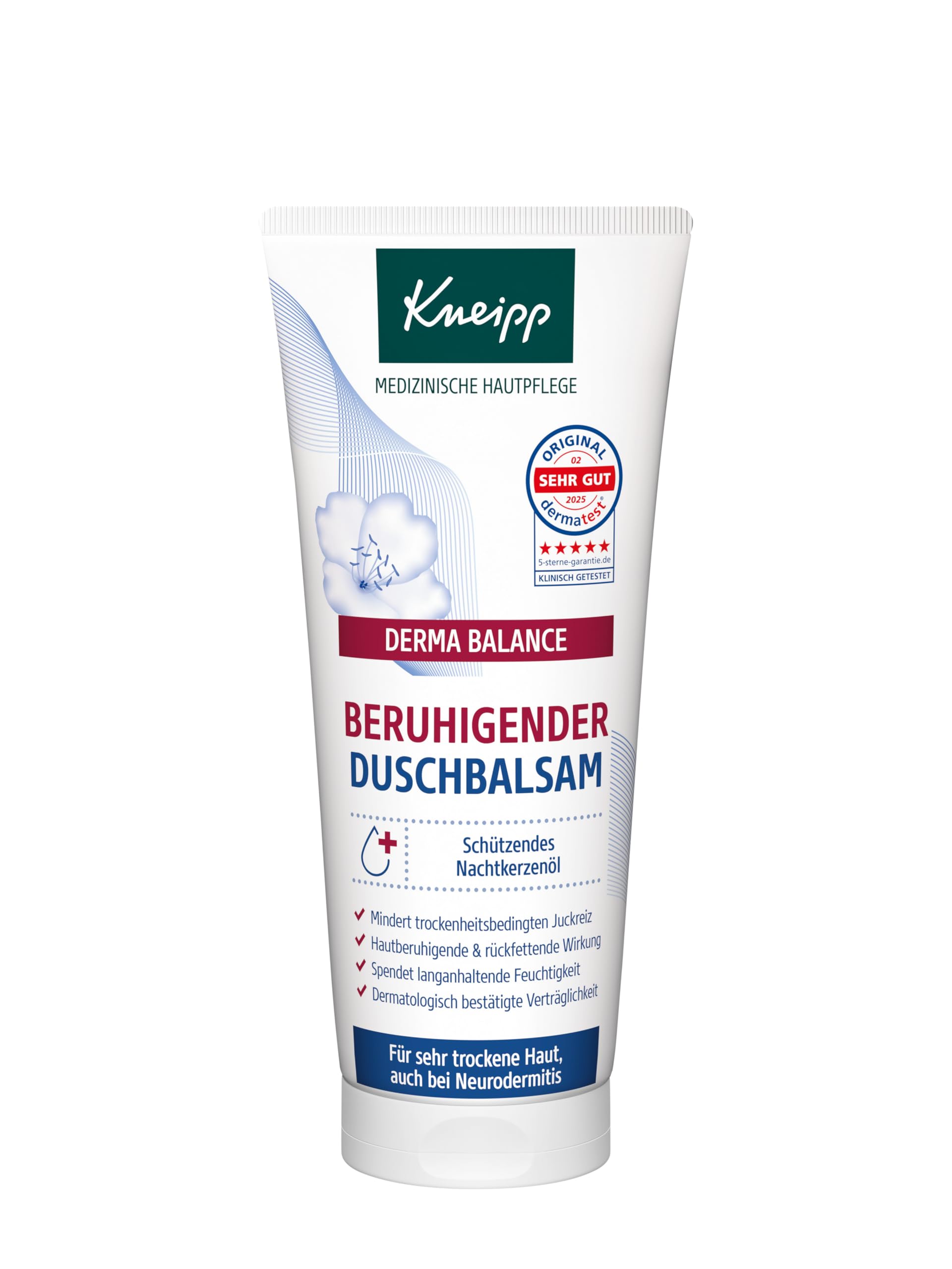 Kneipp DERMA BALANCE Beruhigender Duschbalsam - Medizinische Hautpflege - Für sehr trockene Haut, auch bei Neurodermitis - 200ml
