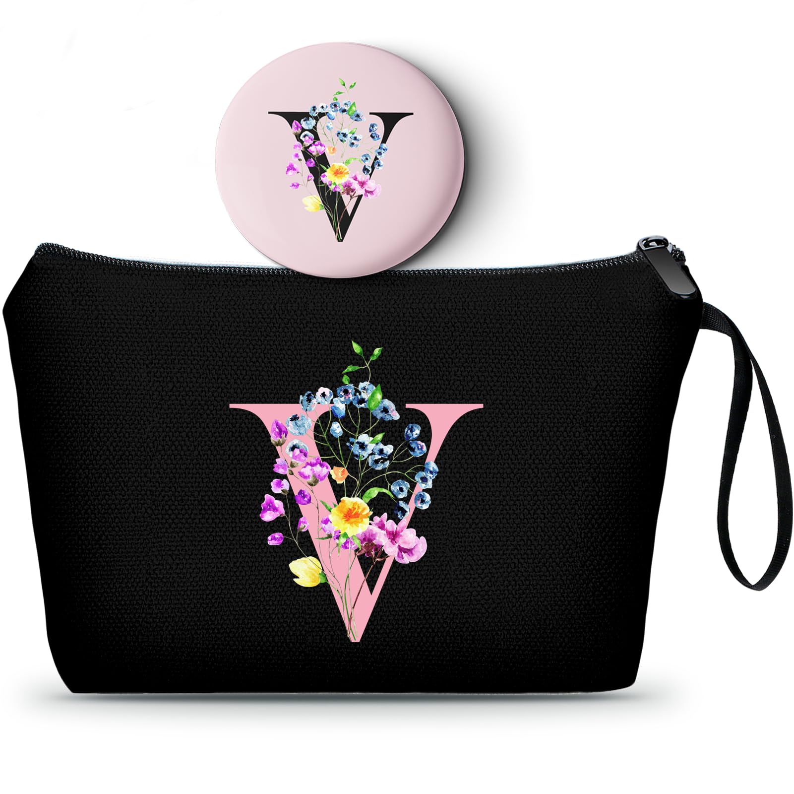 Mom Birthday Thank You Appreciation Gifts for Women Aunt Teacher Coworkers Bride Bridesmaid Monogrammed Travel Makeup Cosmetic Bag with Mirror