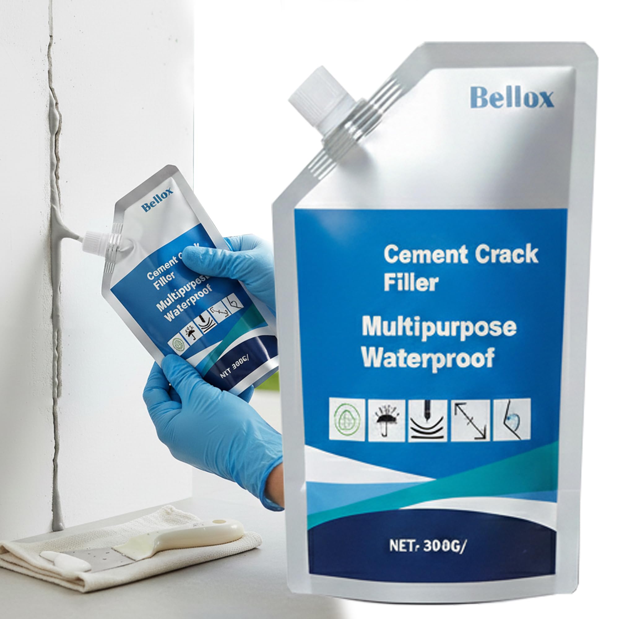 Vivue 300g Concrete Crack Filler Waterproof Sealant for Walls, Roof & Floor | Multipurpose Cement Crack Repair Paste for Leakage & Gaps | Outdoor Caulking Glue for Cement-Based Materials, Gray-image-7