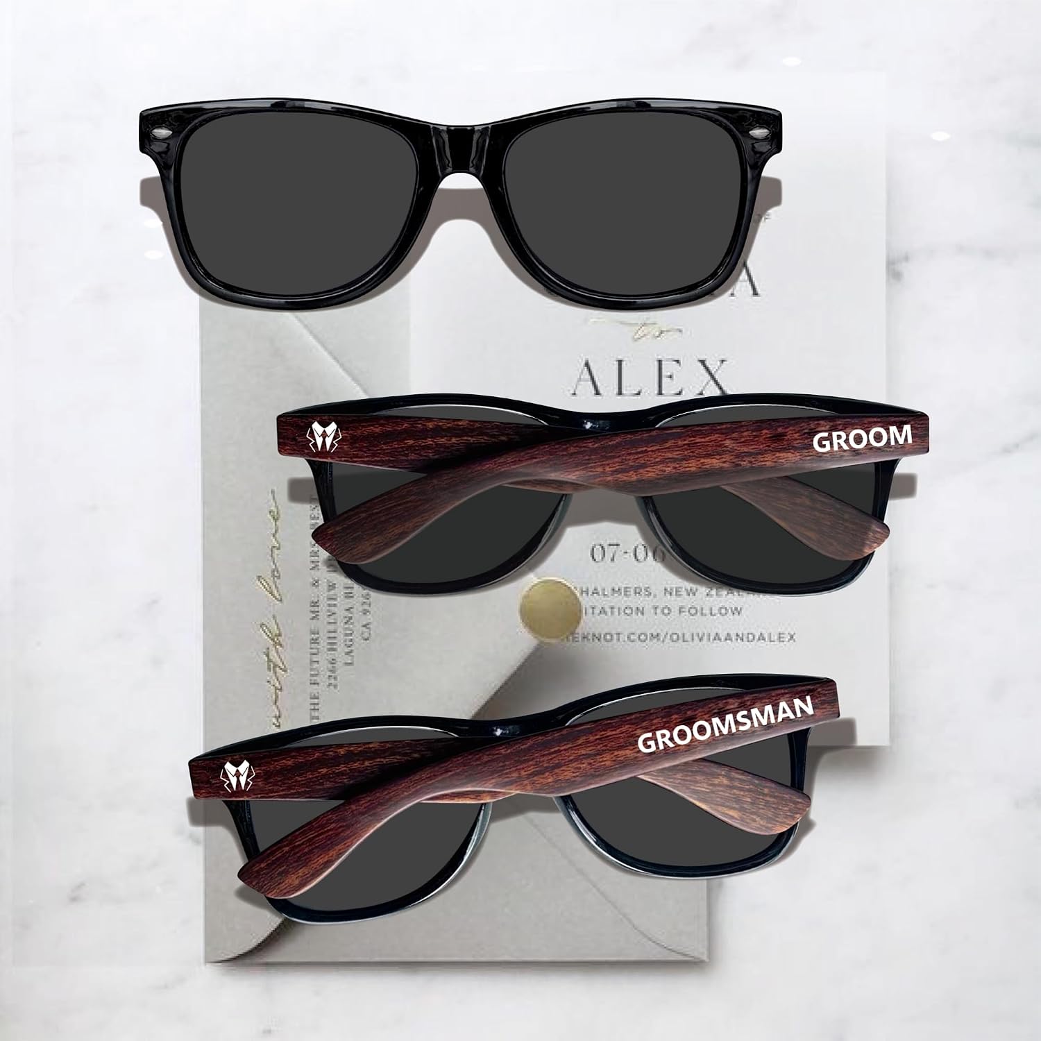 PartyGifts&beyond 7 Pcs Bachelor Party Sunglasses,Groomsmen Sunglasses for Wedding Bachelor Favors Groomsmen Gifts