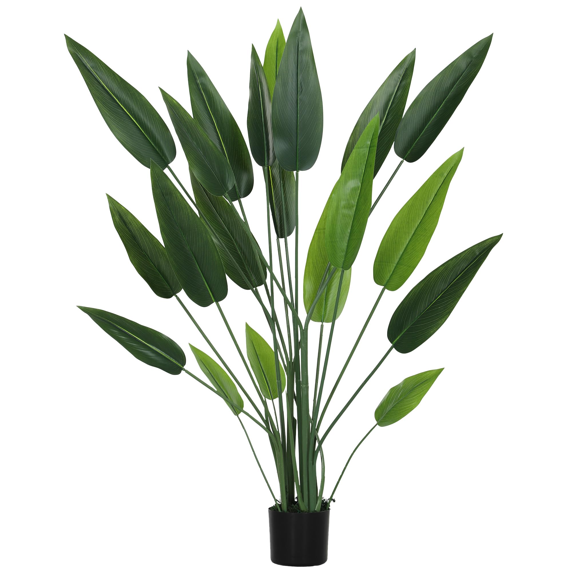 HOMCOM Pianta Artificiale Verde di Uccello del Paradiso, 20 Foglie, 140 cm