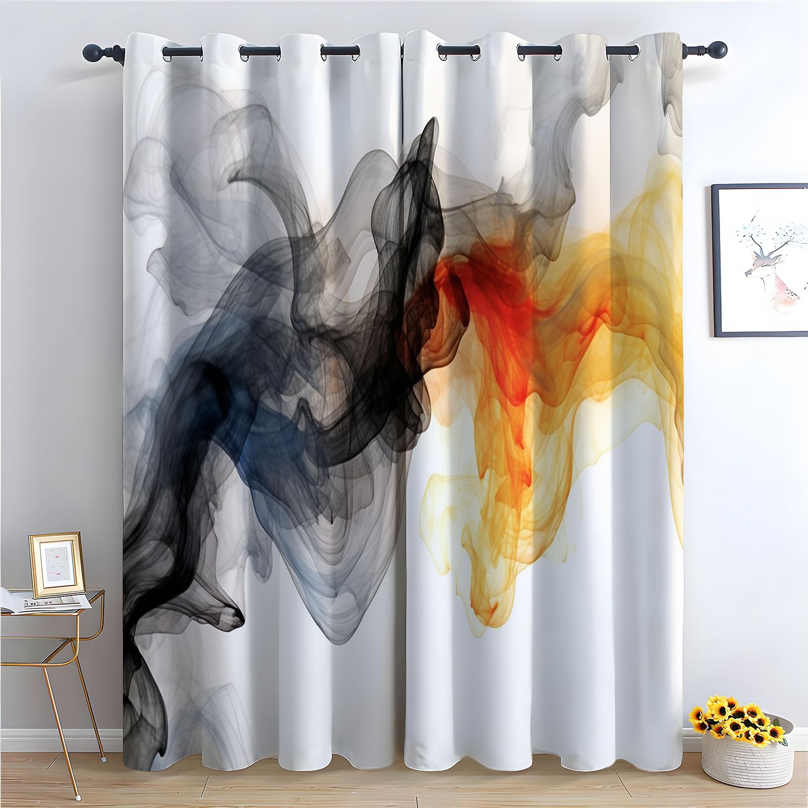 WQBQKKX Blackout Curtains & Drapes Minimalist Living Room & Bedroom Decor Drapes, Thermal Insulated Eyelet White Window Treatments-52 W x 84" L (Pack of 2)