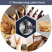 Vista 7 de Juego de Portabrocas de Tornio de Madera de 3 Pulgadas 3 Mandíbulas Portabrocas de Tornio Autocentrantes Rosca 1 x 8TPI Portabrocas de Tornio