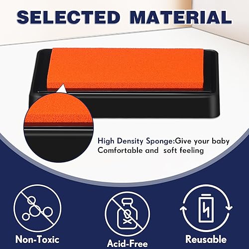 Miniatura 3 de Outus 6 almohadillas de tinta reutilizables para huellas de bebé, almohadilla de tinta de huellas de manos, almohadilla de tinta no tóxica, sello de