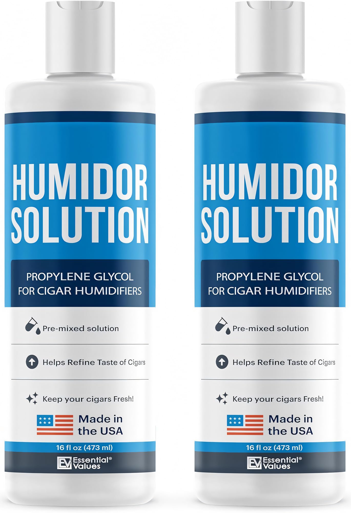 Essential Values Cigar Humidor Solution (2 Pack) 16oz Propylene Glycol Solution (PG Solution) For Humidifiers. Humidor Accessories and Supplies