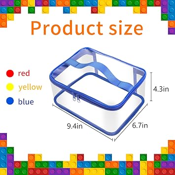 6 Packs Clear Toy Storage Bag, Waterproof PVC Toy Organized Bag with Zipper