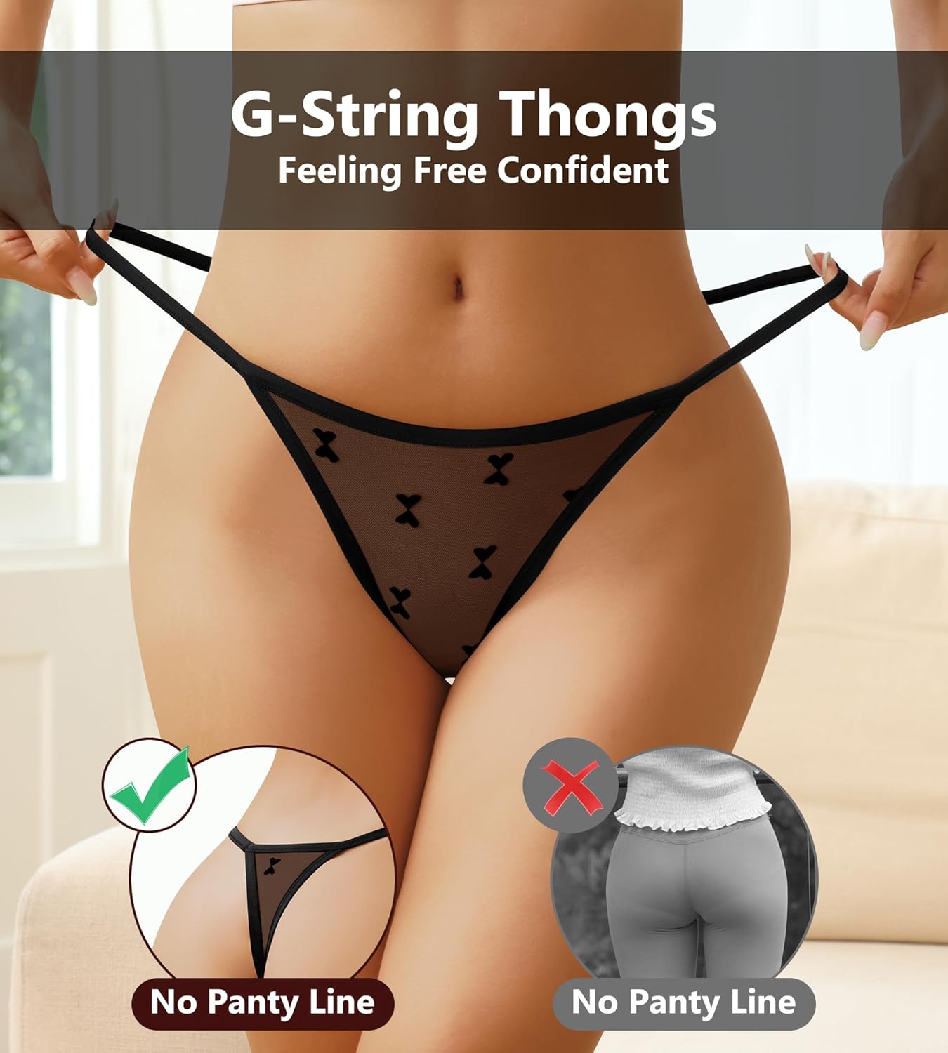 J-pone G-String Thongs for Women T-back Lace Hollow Out Low Waist Thongs Breathable Cheeky Sexy Underwear Panties 5Pack - Image 5