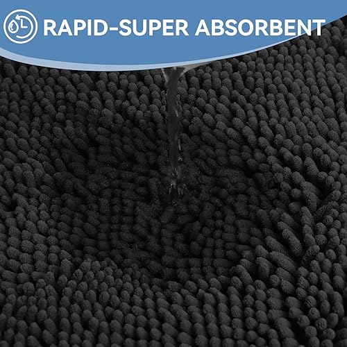 Miniatura 5 de Bcoimo Tapete de baño absorbente de 24 x 17 pulgadas, antideslizante, con respaldo, tapete de baño de chenilla y lavable a máquina, diseño de secado