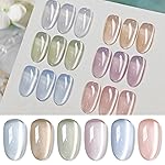 Born Pretty Magnetic Gel Nail Polish Water Light Magnetic Eye Gel Jelly Glass Crystal Glitter Shimmer Auroras Magnetic Gel Nail Art Manicure Kit 6PCS