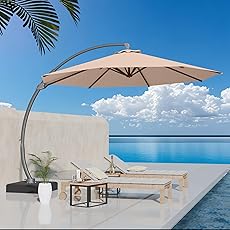 10' x 10' Heavy Duty Cantilever Patio Umbrella with Solar LED Lights & Weighted Base, 2-Tier Square Aluminum Offset Umbrella with 360-Degree Rotation for Backyard, Deck, Pool, Turquoise Blue