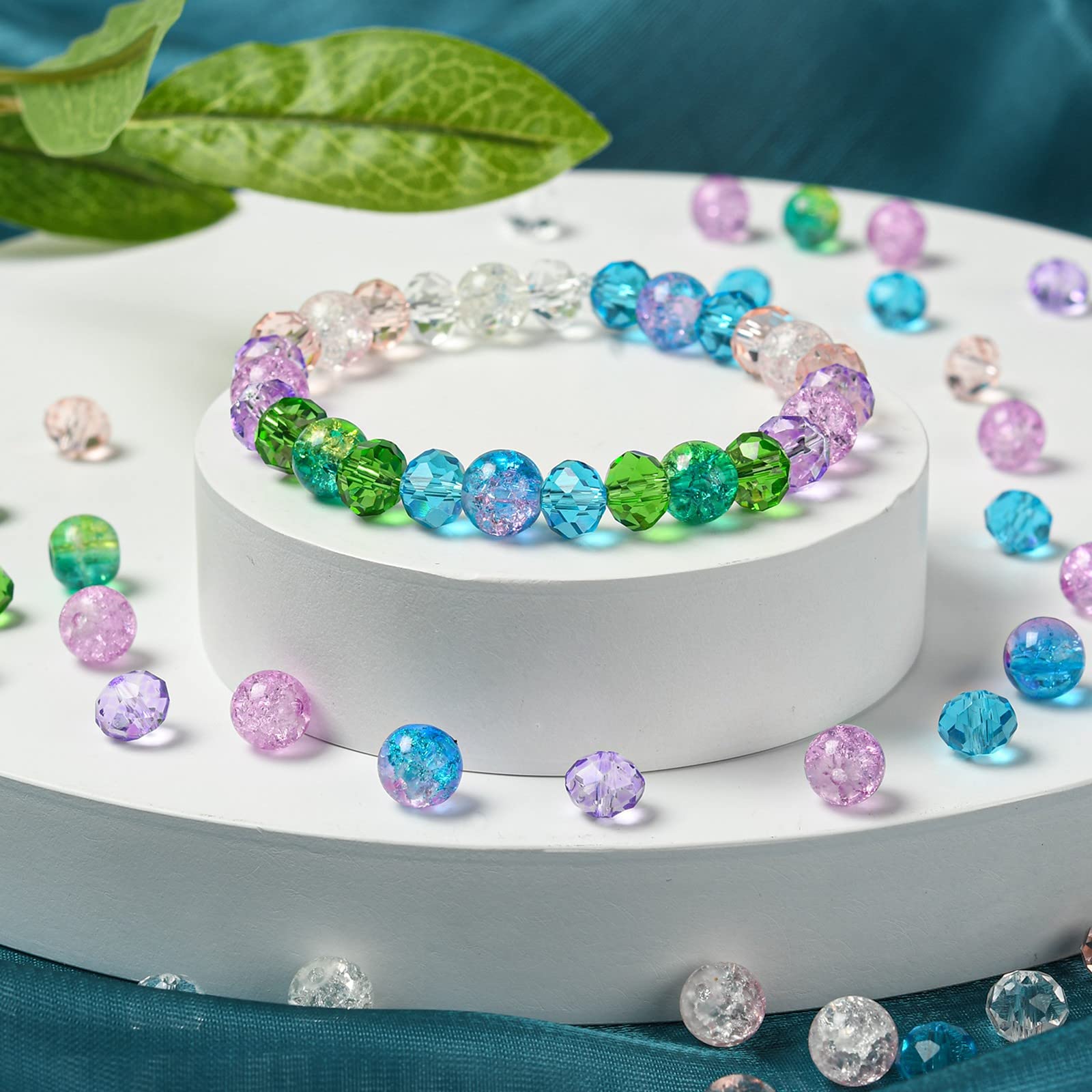 MAHAVIMOKSA 1 scatola mista di 10 stili, 8 mm, perline sfaccettate in vetro, perline per bracciali, collane, gioielli, fai da te, abbellimento