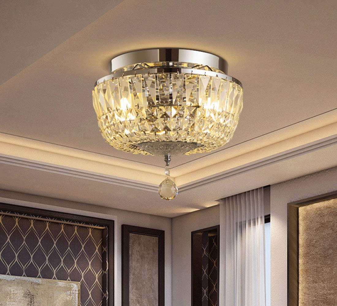 SXECAEPS Modern creative chandelier Stairwell Bedroom Crystal Ceiling Lamp Living Room Circular Corridor Aisle Led Balcony Minimalist Restaurant Kitchen Pendant Light