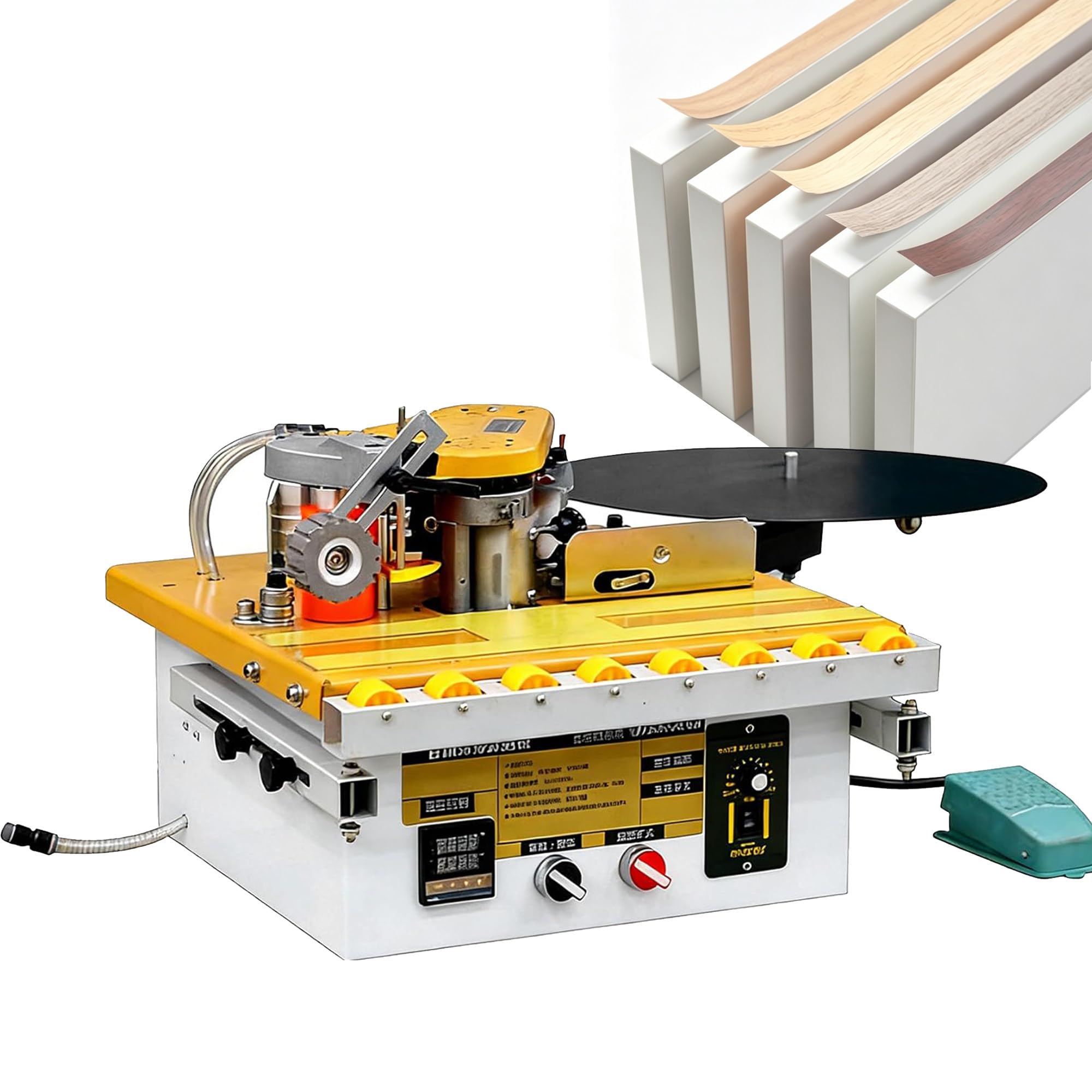 YEHOZZ 1200 W Curve Straight Woodworking Edge Bander, Automatic Tape Breaking Edge Banding Machine with Microcomputer Control, for Various Boards Edge Strips A