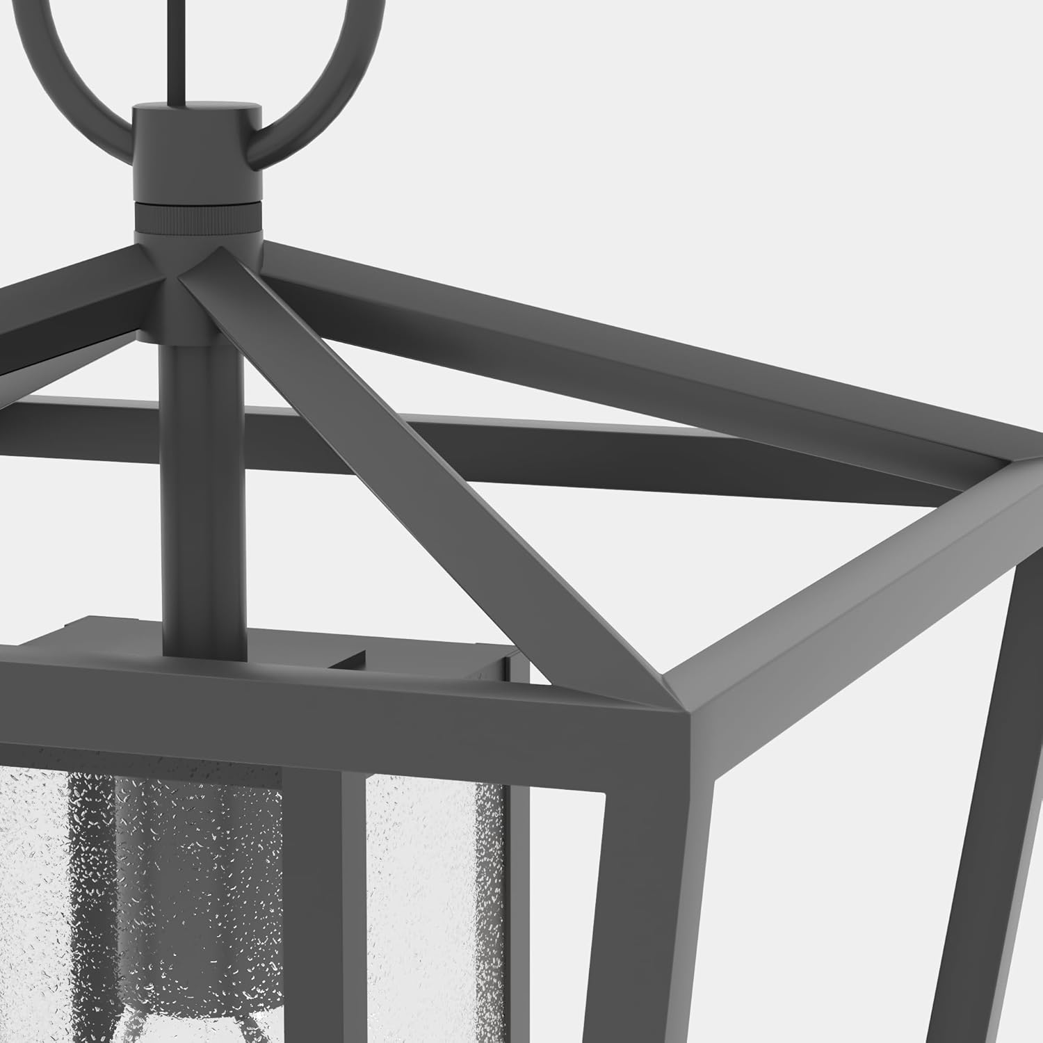 Maxax 16" Outdoor Pendant Lights, Exterior Hanging Lantern with Bubble Glass, Waterproof Outdoor Ceiling Hanging Porch Light, Black Exterior Chandelier Ceiling Light for Entryway Garden