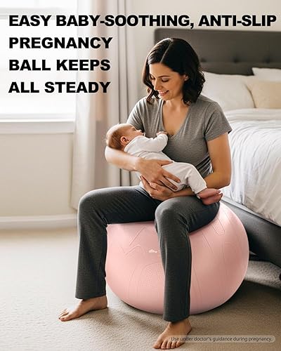 Miniatura 4 de Trideer Bola de parto para embarazo, bola de yoga extra gruesa de 0.069 pulgadas para maternidad, parto, ejercicio, fisioterapia, recuperación, guía