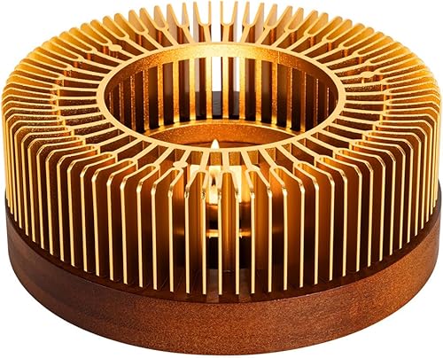 Calentador de tetera, calentador de té de aluminio con base de madera, calentador de velas para calentar té, café, leche, alimentos, camping y