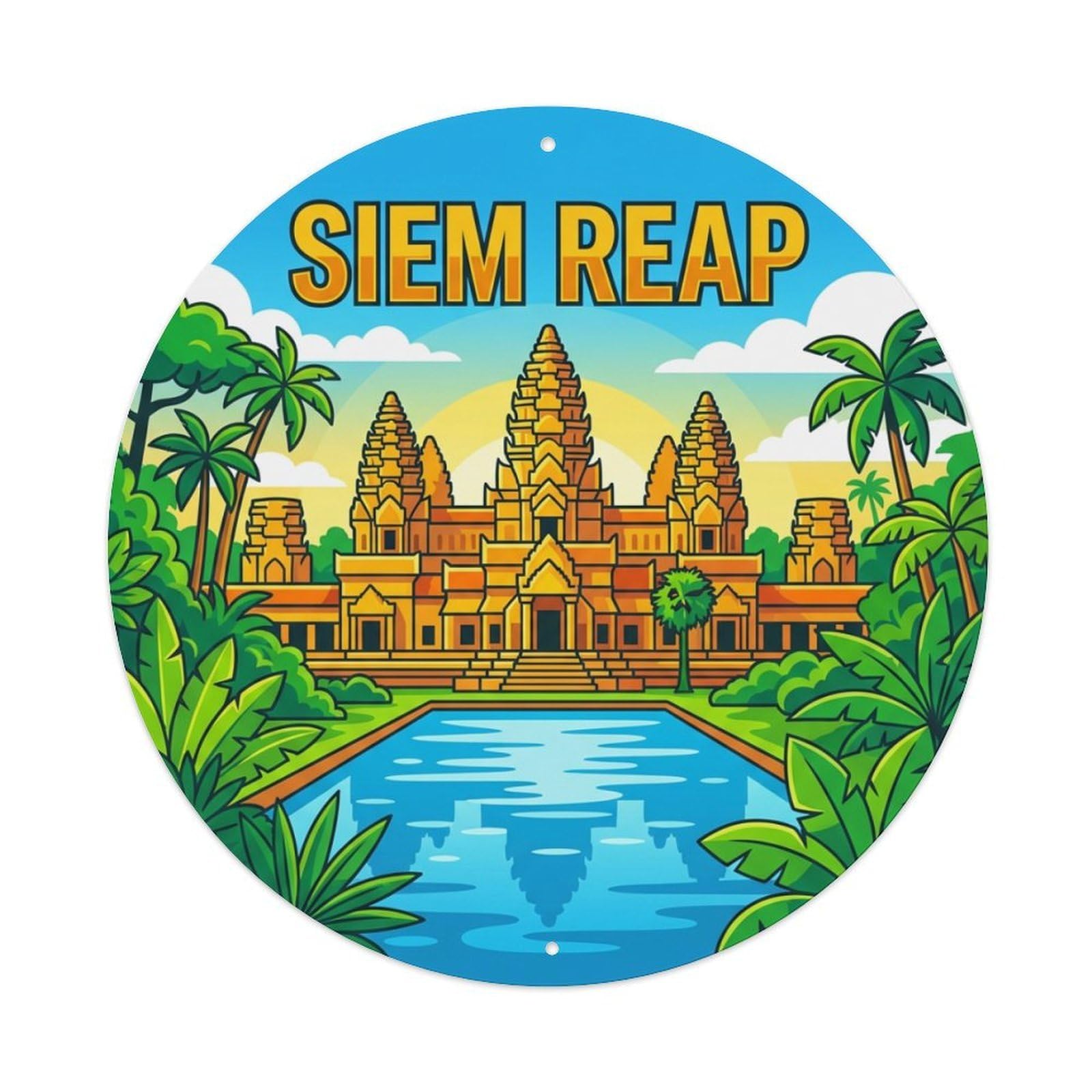 Travel Vintage Cambodia Siem Reap Metal Tin Sign