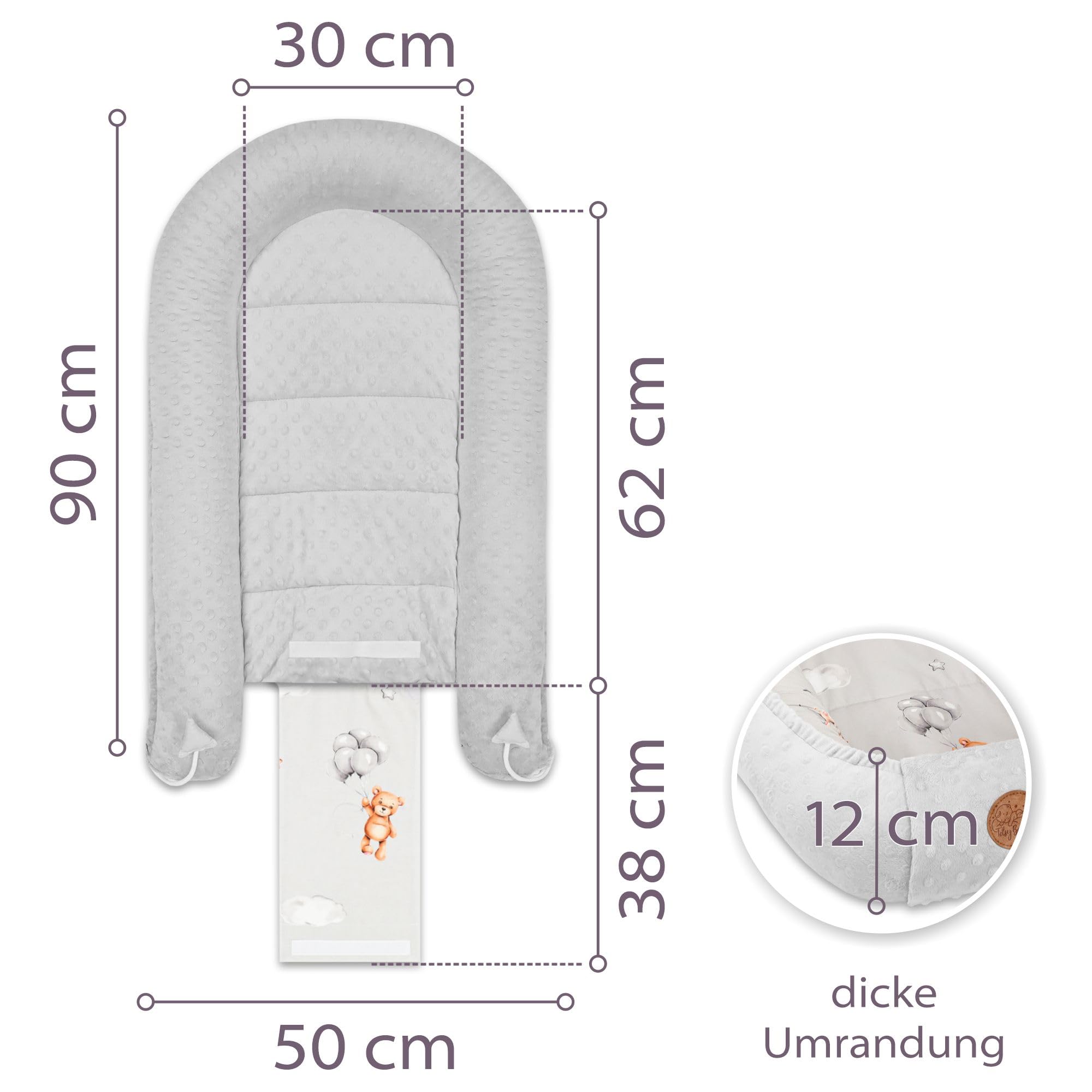 Riduttore lettino neonato - 90x50 cm nido culla pod cocoonababy babynest antisoffoco per bambina e bambino baby nest per neonati Orsacchiotti