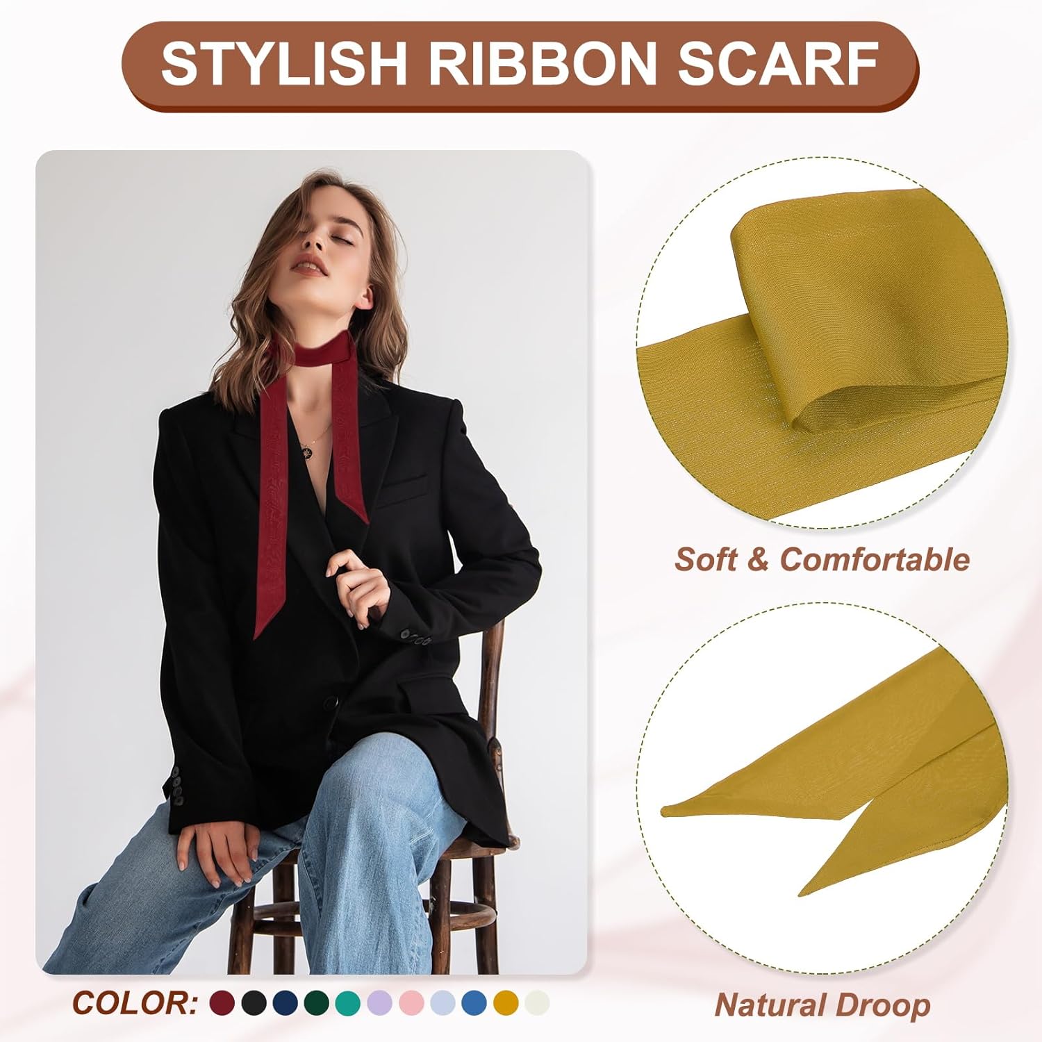 PATIKIL Stylish Ribbon Scarf - Image 3
