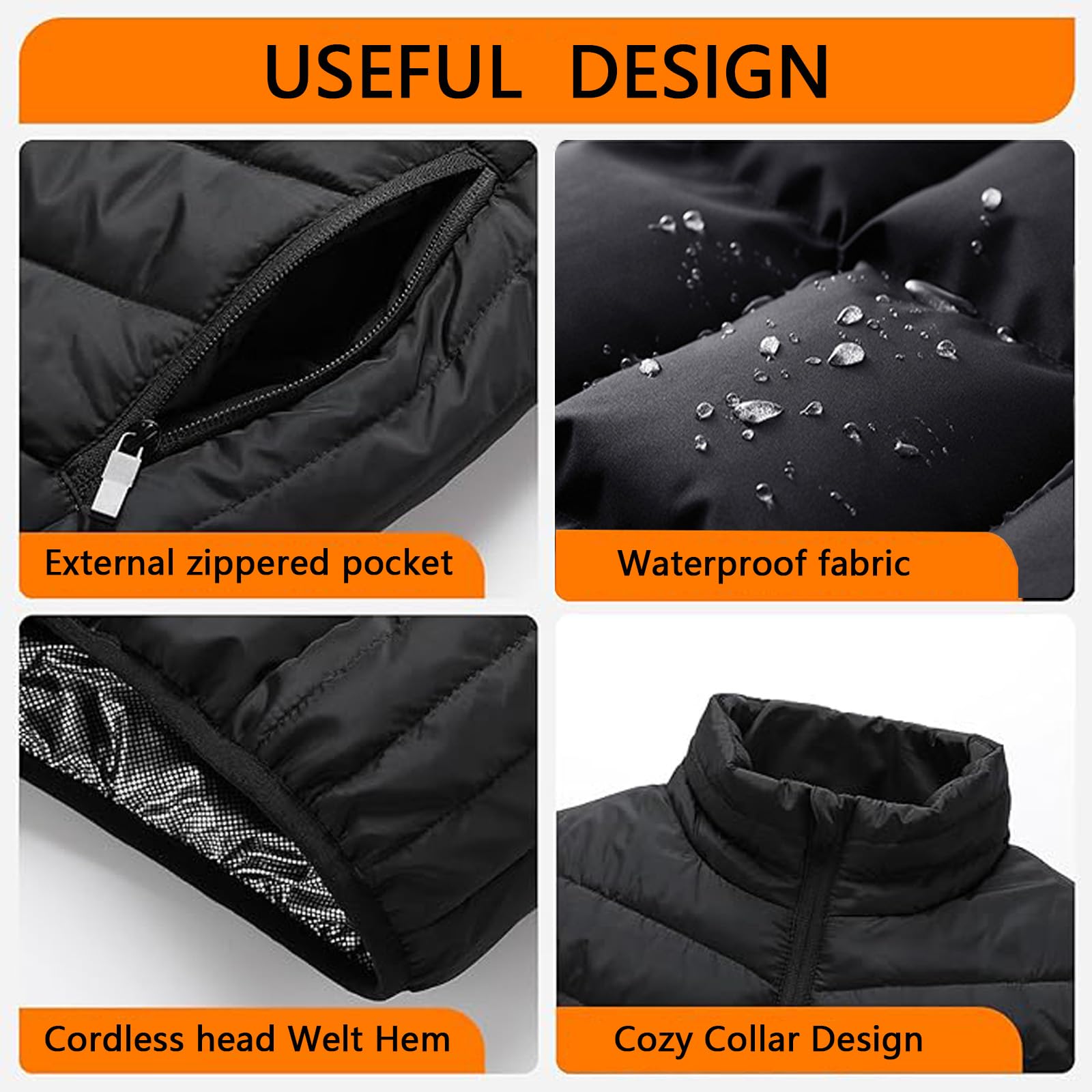 SNZ Chaleco Calefactable Con Batería, USB Chaqueta Calefactable, Invierno Cálido Chaleco Mujer Y Chaleco Hombre Para El Senderismo Al Aire Libre Caza Moto Camping Snowboard
