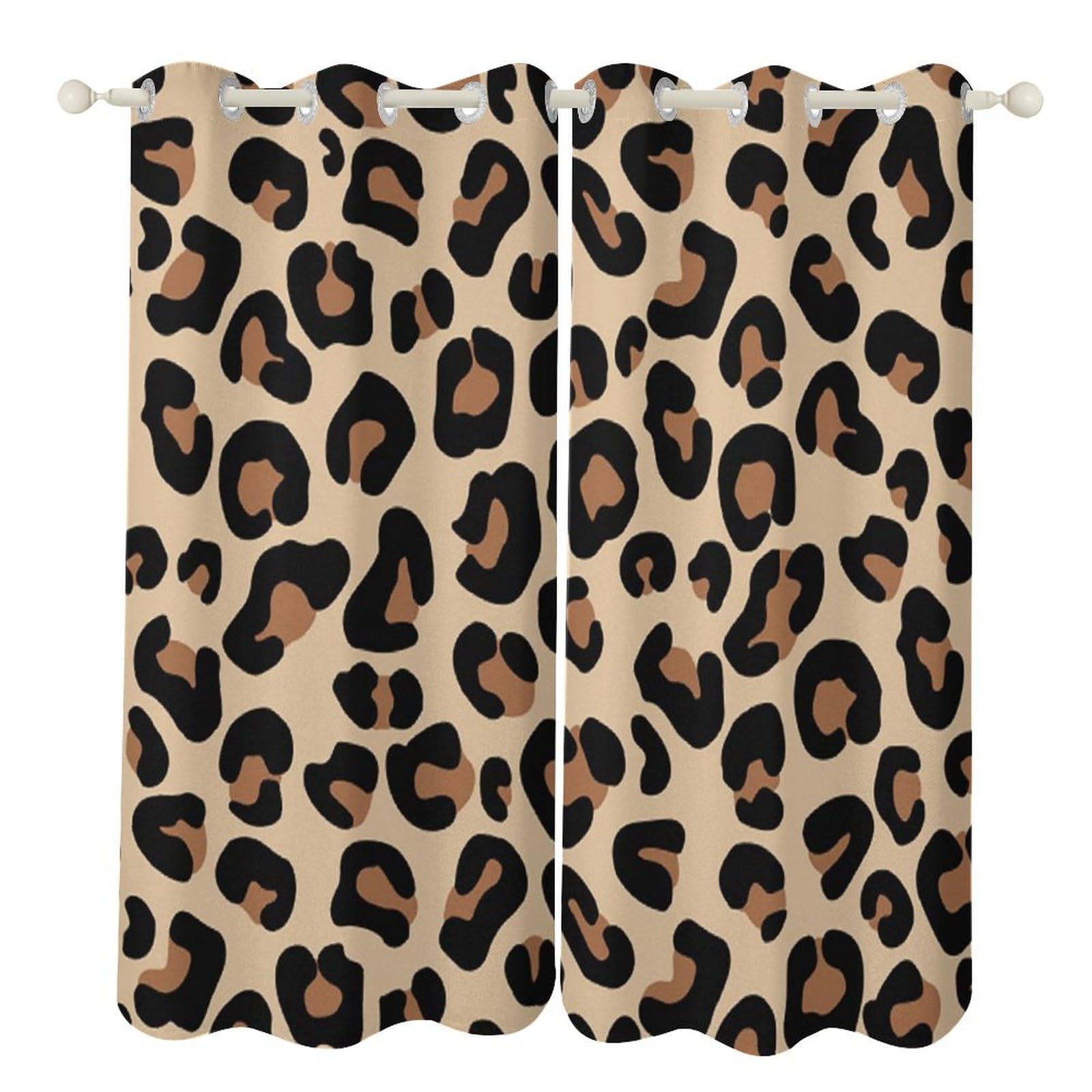 Amazon｜カーテン 豹柄 ヒョウ柄 イェロー 美しい 動物柄