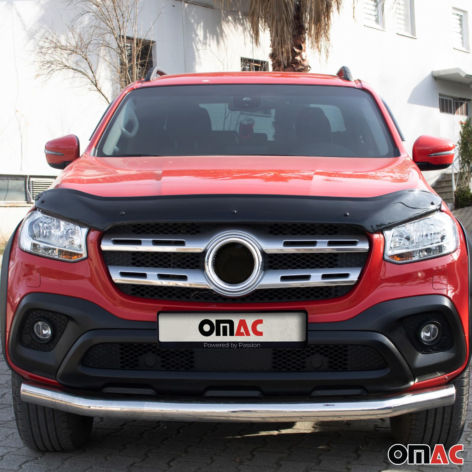 OMAC Motorhaube Deflektor Insektenschutz kompatibel mit Mercedes X Klasse 2017-2020 Dunkel