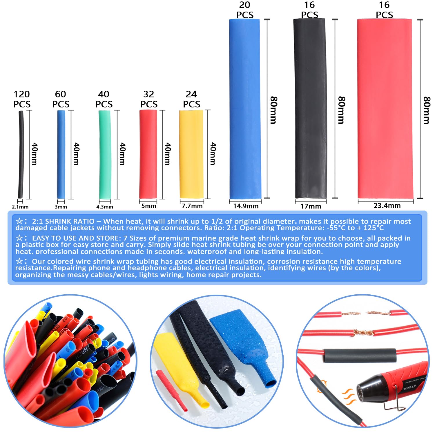 Mini pistolet à air chaud UE portable avec gaine thermorétractable - Accessoire pour bricolage en résine acrylique - Film rétractable - Idéal pour le gaufrage, le bricolage, le