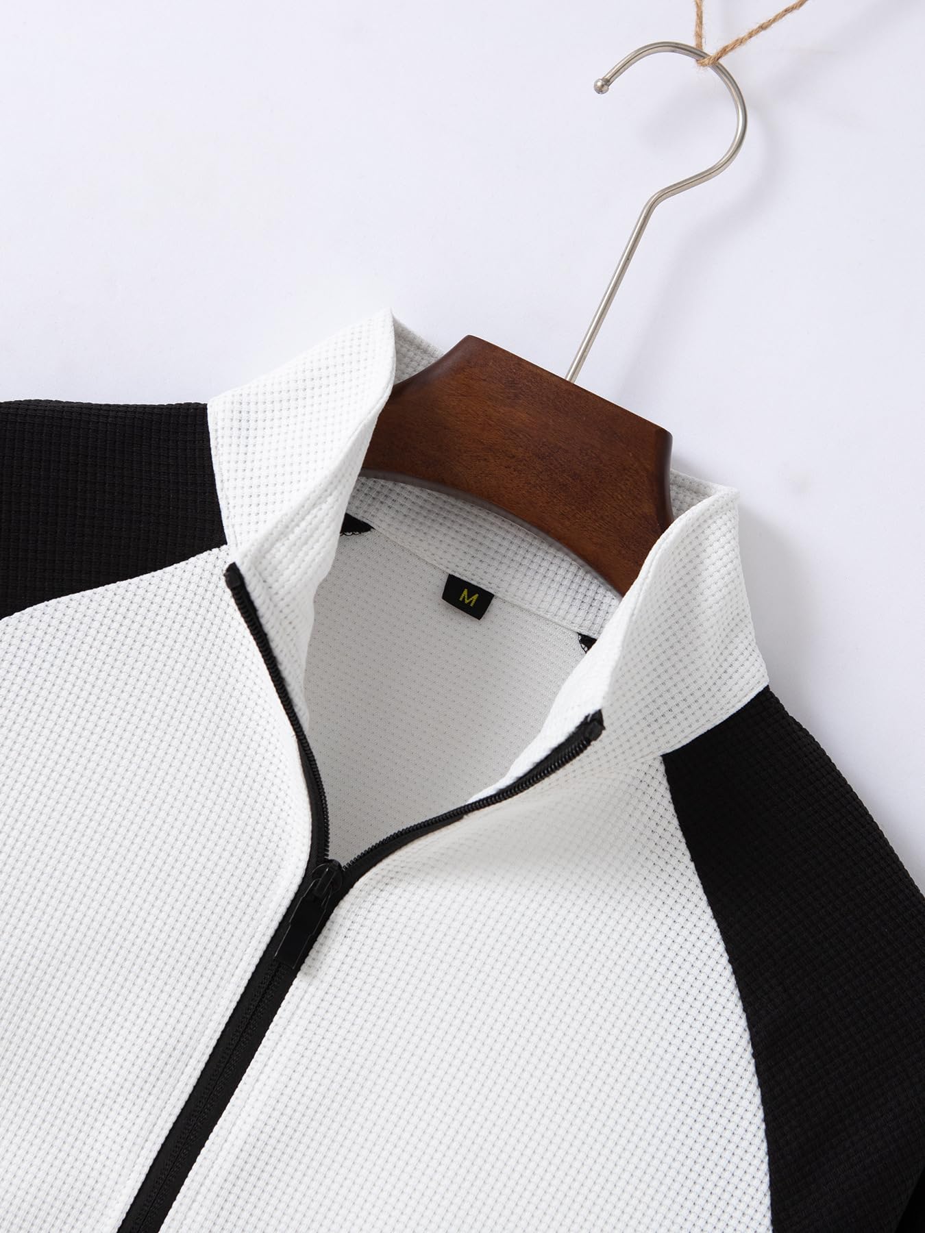 Chaqueta deportiva con cremallera completa para hombre, con cuello alto y diseño de contraste, elegante ropa deportiva para el día a día — view 5