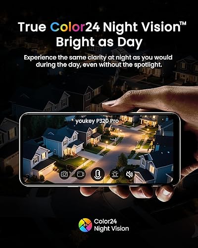 Miniatura 2 de youkey Cámara de seguridad Wi-Fi al aire libre, sin tarifas mensuales, cámara con cable 4K para seguridad en el hogar, visión nocturna Color24,