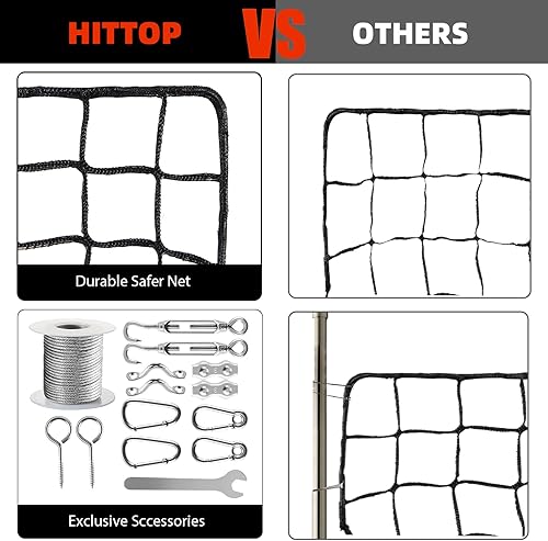 Miniatura 6 de Sport Net Baseball Nets,Over 22 Sizes from 10 to 50 feet Baseball Softball Backstop Nets with 33 feet Nylon Rope 0r Steel Hanging Kit, Heavy Duty