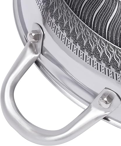 Miniatura 8 de Sartén antiadherente de acero inoxidable con tapa y asa, pantalla de doble cara, sartén de fondo plano de panal, funciona con placas de inducción,