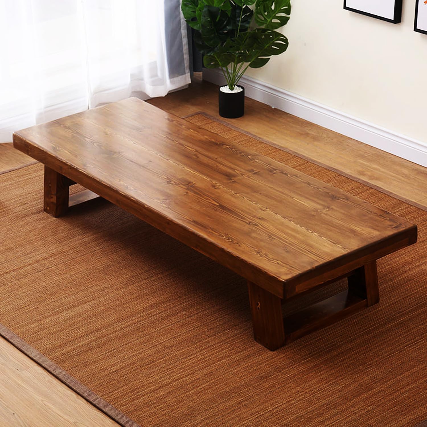 Table à thé tatami vintage en bois | Petite table de sol japonaise de salon