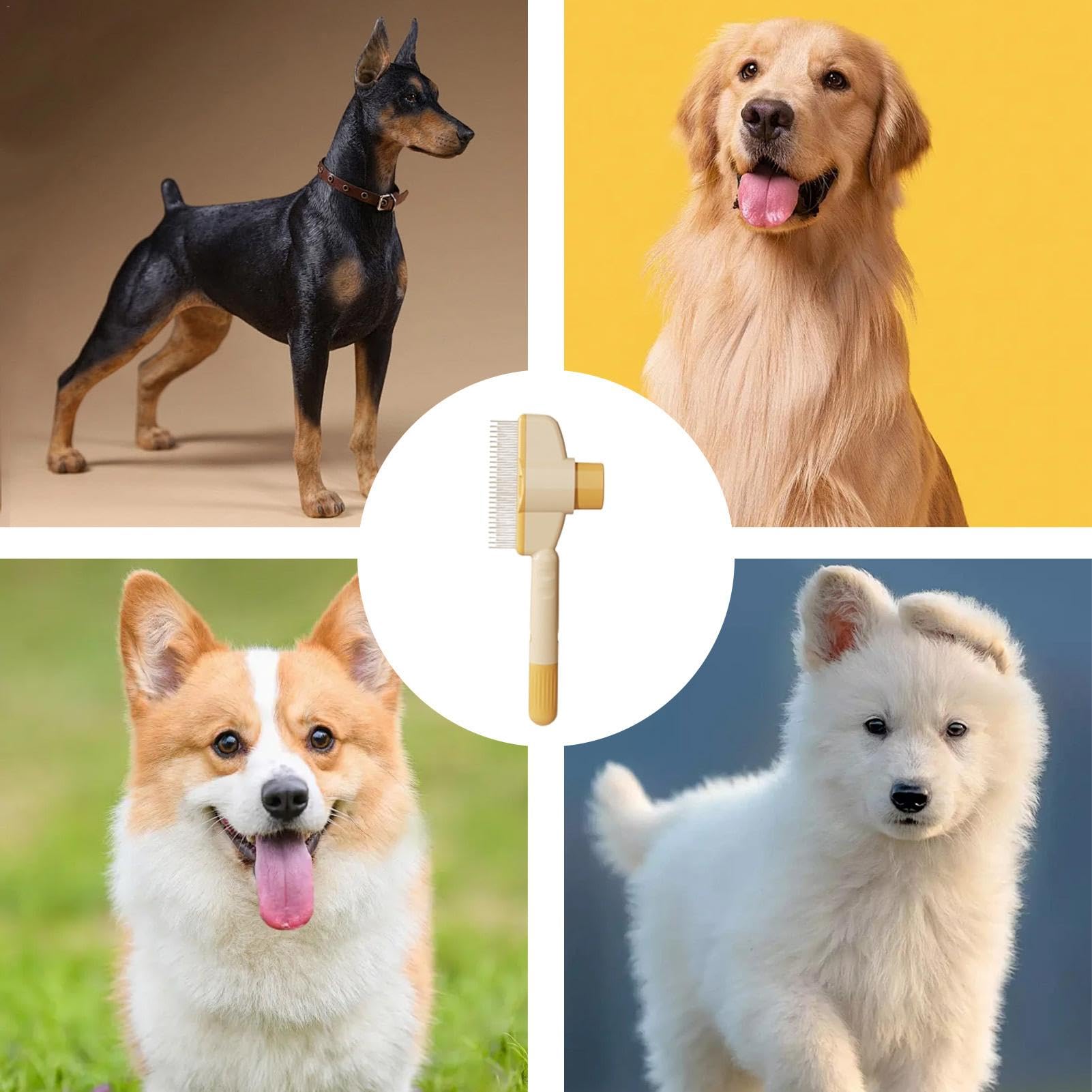 Pettine per legare per animali domestici per cani, pettine per rimozione | di nodi per cani, pettine per toelettatura per gatti per nodi di capelli, grande pettine per cani, funzione pulsante, spazzol