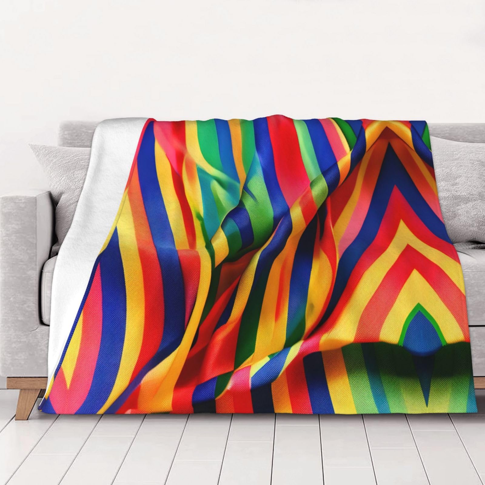 Couverture arc-en-ciel pour canapé : plaid douillet multicolore 152x203 cm