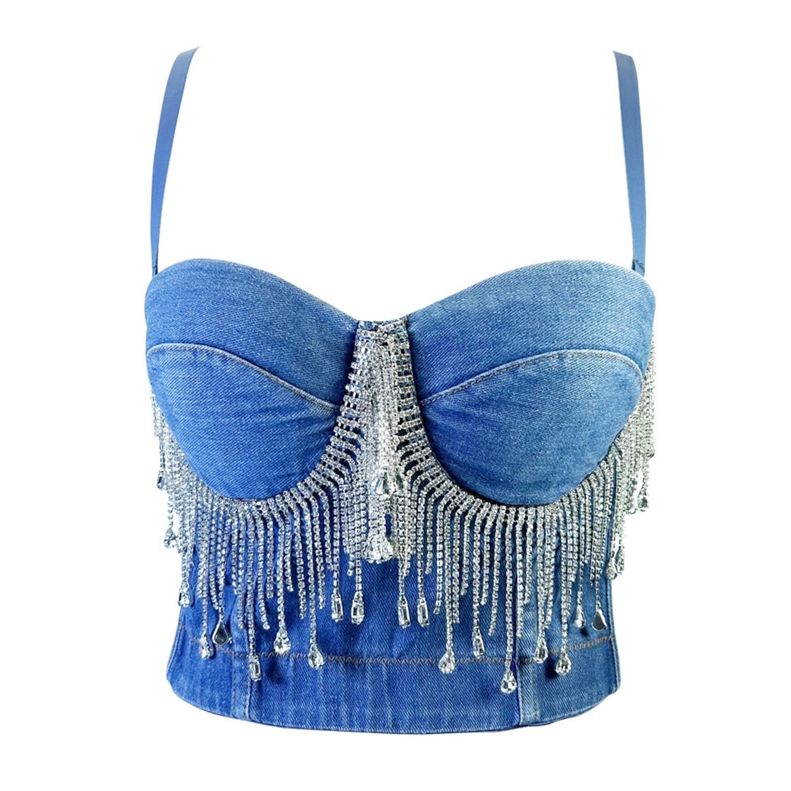 Corsetti Sexy da Donna con Perline, Strass Luccicanti e Nappine, Canotta per Rave Party e Abbigliamento da Discoteca