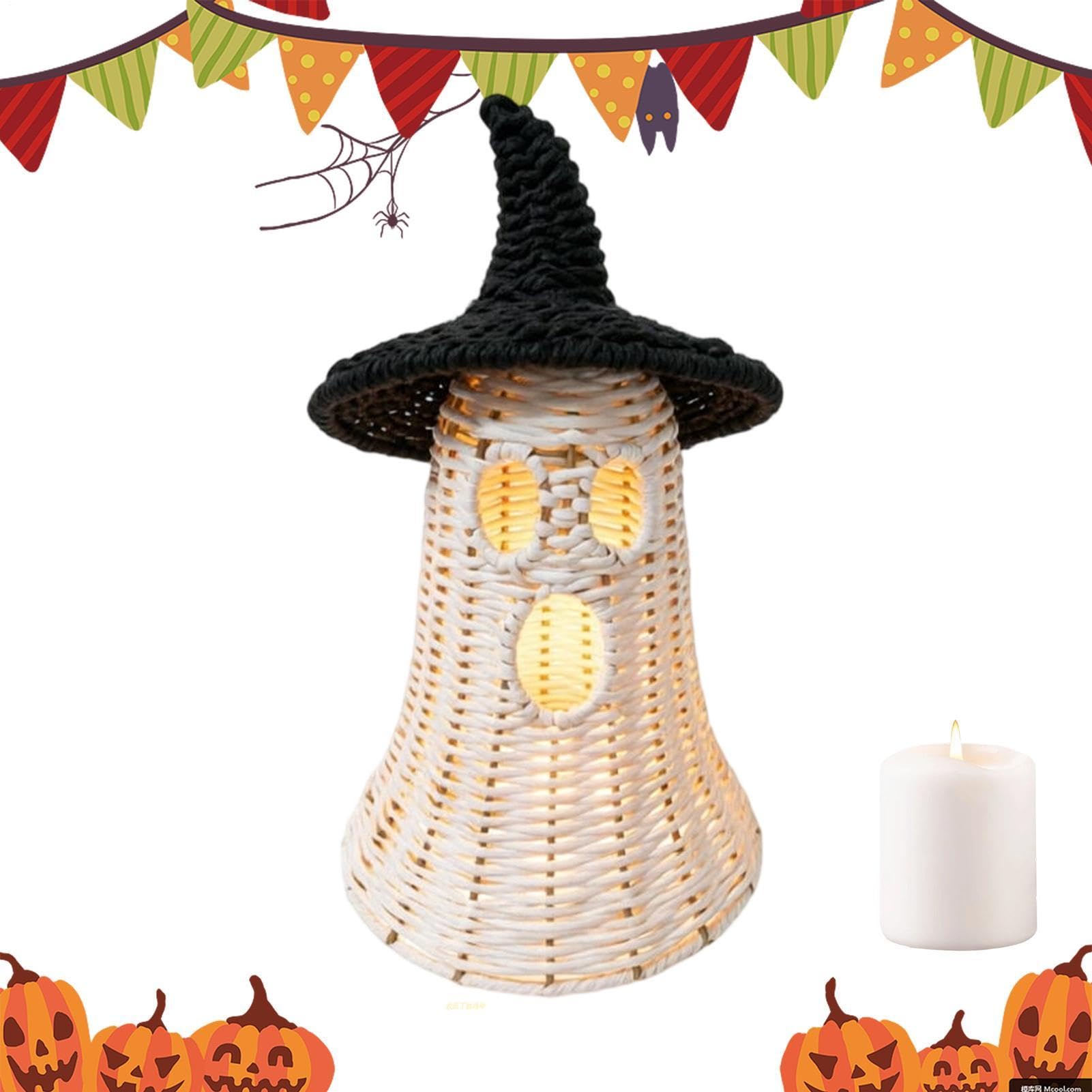 Lampada Fantasma Halloween Decorazione Autunnale Spettrale Intrecciata | Lampada Da Tavolo Fantasma Halloween Per Collezionisti E Appassionati Mensola Casa Infestata Caffè Comodino