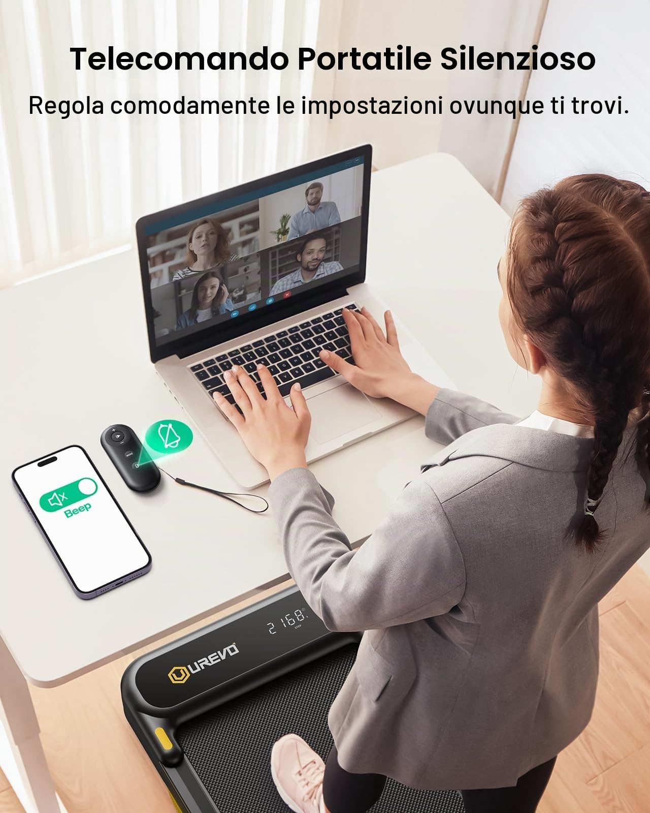 UREVO Smart Tapis Roulant con App, 3-in-1 Tapirulan Pieghevole con Maniglie di Sicurezza, Display LED Doppio, 1-10 km/h Walking Pad Sottoscrivania per Casa e Ufficio, con Telecomando