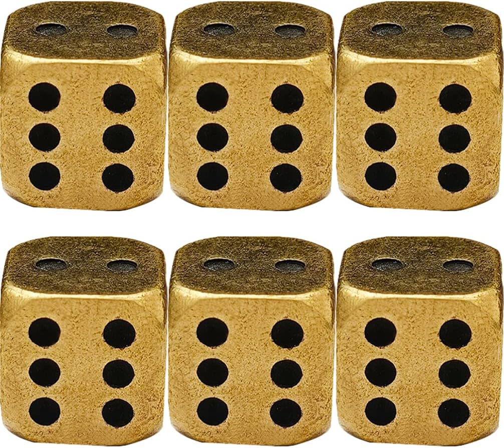 Metal Dice Set 6pcs Brass Dices Game Dice Metal Dices Poker